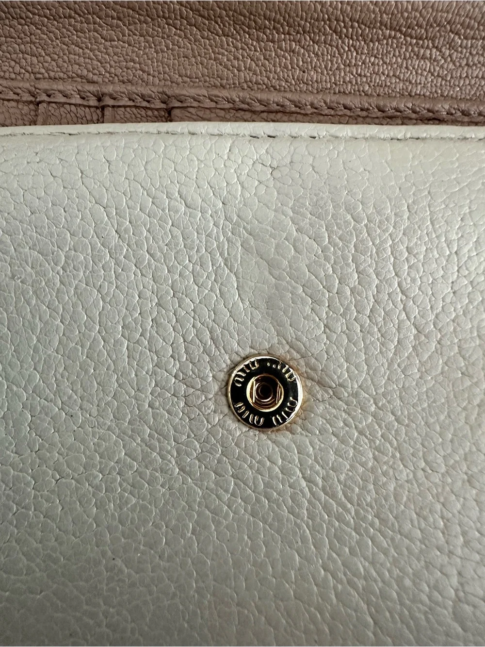 Miu Miu Two-Tone Beige and Cream Leather Flap Wallet